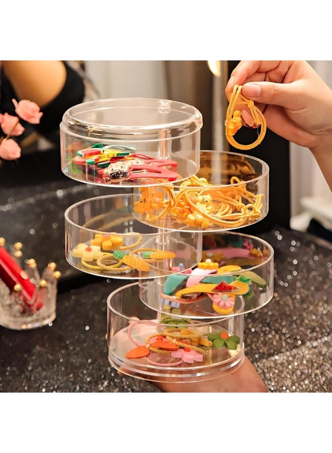 Round Rotating Jewelry Organizer Box – 5-Layer Clear Acrylic Dustproof Storage with Polished Edges and Stable Base, Elegant Space-Saving Vanity Organizer for Women and Girls - Image 2